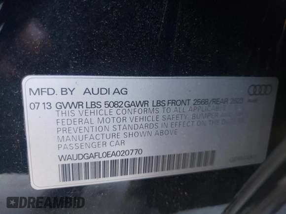2014 Audi S4 Premium Plus with VIN WAUDGAFL0EA020770, listed as a Copart auction lot 44546215 with 137,426 mi miles and Salvage Title. Bid and sale history available at carsss.com. Image 12.