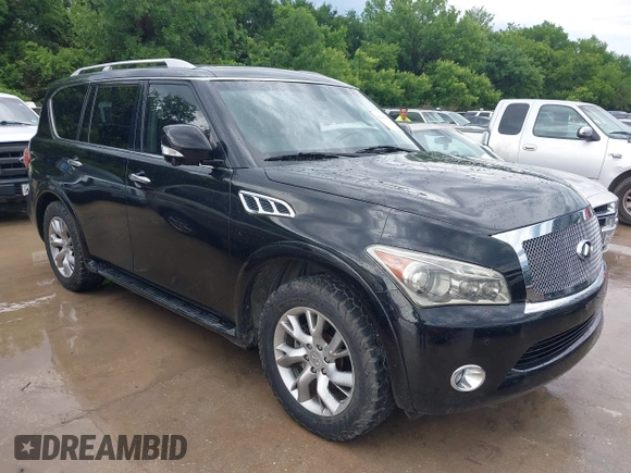 2011 Infiniti QX56 8-passenger with VIN JN8AZ2ND2B9700350, listed as a IAAI auction lot 42189951 with 135,424 mi miles. Bid and sale history available at carsss.com. Image 1.