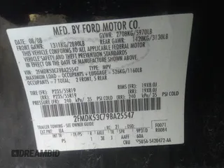 2009 Ford Flex Limited with VIN 2FMDK53C79BA25547, listed as a IAAI auction lot 41650015 with 149,821 mi miles. Bid and sale history available at carsss.com. Image 9.