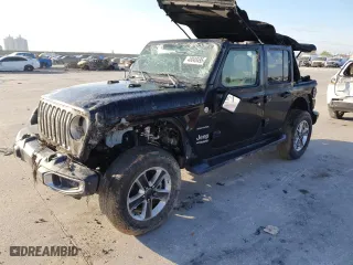 2020 Jeep Wrangler Unlimited Sahara with VIN 1C4HJXEN0LW168087, listed as a Copart auction lot 48048495 with 73,750 mi miles and Salvage Title. Bid and sale history available at carsss.com. Image 1.