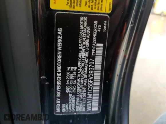 2015 BMW 2 Series M235i with VIN WBA1M1C55FV393797, listed as a Copart auction lot 44534245 with 93,136 mi miles and Salvage title. Bid and sale history available at DreamBid. Image 13.