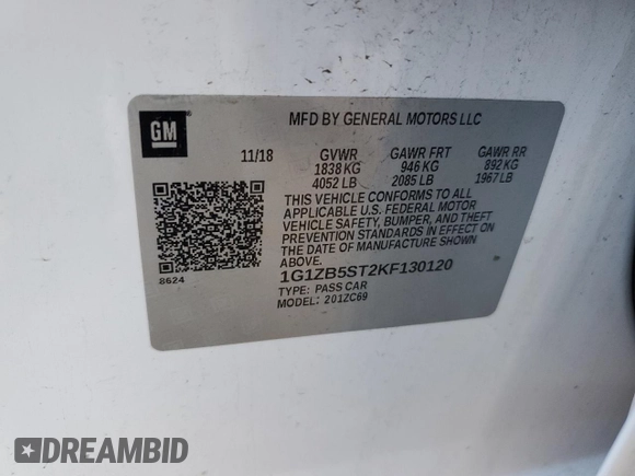 2019 Chevrolet Malibu LS z VIN 1G1ZB5ST2KF130120, wystawiony jako Copart lot #56355915 z przebiegiem 104 787 mil mil oraz Szkoda całkowita • Salvage title. Historia ofert i sprzedaży dostępna na DreamBid. Obrazek 12.