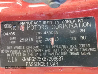 2008 Kia Rondo LX with VIN KNAFG525X87208687, listed as a Copart auction lot 85998294 with 121,251 mi miles and Salvage Title. Bid and sale history available at carsss.com. Image 12.