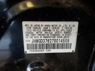 2007 Honda Fit Sport with VIN JHMGD37627S014509, listed as a Copart auction lot 49285265 with 262,435 mi miles and Salvage Title. Bid and sale history available at carsss.com. Image 12.