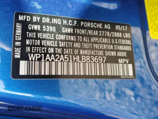 2017 Porsche Macan with VIN WP1AA2A51HLB83697, listed as a Copart auction lot 48754335 with 84,712 mi miles and Clean Title. Bid and sale history available at DreamBid. Image 12.