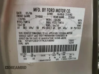 2007 Ford Escape XLT with VIN 1FMYU93177KA14990, listed as a Copart auction lot 77816054 with 202,901 mi miles and Clean Title. Bid and sale history available at carsss.com. Image 13.
