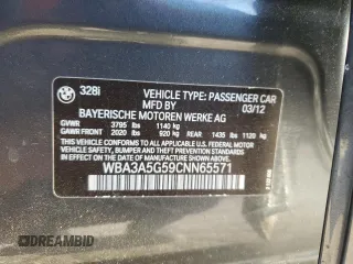2012 BMW 3 Series 328i z VIN WBA3A5G59CNN65571, wystawiony jako Copart lot #51550195 z przebiegiem 111 036 mil mil oraz Szkoda całkowita • Salvage title. Historia ofert i sprzedaży dostępna na DreamBid. Obrazek 12.