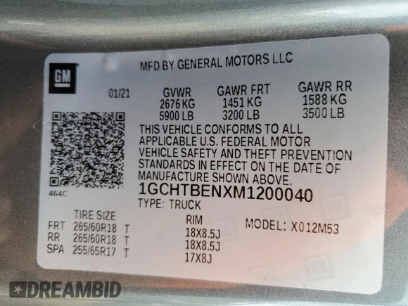 2021 Chevrolet Colorado 4WD Work Truck with VIN 1GCHTBENXM1200040, listed as a Copart auction lot 43619954 with 35,569 mi miles and Non Repairable. Bid and sale history available at carsss.com. Image 13.