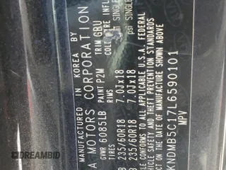 2020 Kia Sedona LX with VIN KNDMB5C17L6590101, listed as a Copart auction lot 46798405 with 101,064 mi miles and Salvage Title. Bid and sale history available at carsss.com. Image 13.