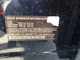 2018 BMW 6 Series 640i xDrive with VIN WBAJV6C53JBK06772, listed as a Copart auction lot 54380955 with Not Provided miles and Salvage Title. Bid and sale history available at carsss.com. Image 12.