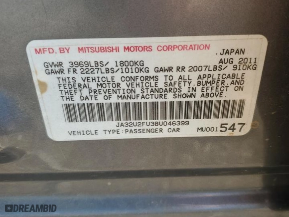 2011 Mitsubishi Lancer ES with VIN JA32U2FU3BU046399, listed as a Copart auction lot 78654124 with 182,225 mi miles and Clean Title. Bid and sale history available at carsss.com. Image 14.