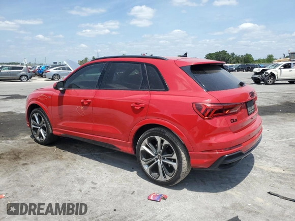 2022 Audi Q3 S line Premium Plus with VIN WA1EECF39N1030684, listed as a Copart auction lot 53829515 with 67,876 mi miles and Non repairable. Bid and sale history available at DreamBid. Image 2.