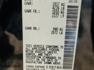 2017 Nissan Altima 2.5 SR with VIN 1N4AL3APXHC139786, listed as a Copart auction lot 75619894 with 140,350 mi miles and Salvage Title. Bid and sale history available at carsss.com. Image 12.