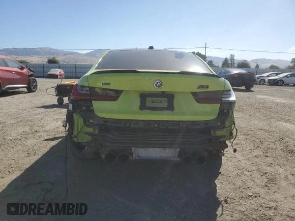 2023 BMW M3 Competition xDrive with VIN WBS43AY01PFN30318, listed as a Copart auction lot 58047995 with 34,312 mi miles and Salvage title. Bid and sale history available at DreamBid. Image 6.