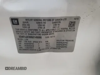 2016 Chevrolet Equinox LTZ with VIN 2GNFLGE36G6149986, listed as a Copart auction lot 88251995 with 124,522 mi miles and Salvage Title. Bid and sale history available at carsss.com. Image 13.