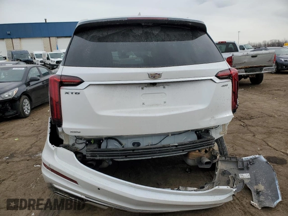 2024 Cadillac XT6 AWD Premium Luxury with VIN 1GYKPDRS0RZ759007, listed as a Copart auction lot 44117035 with 10,037 mi miles and Salvage title. Bid and sale history available at DreamBid. Image 6.