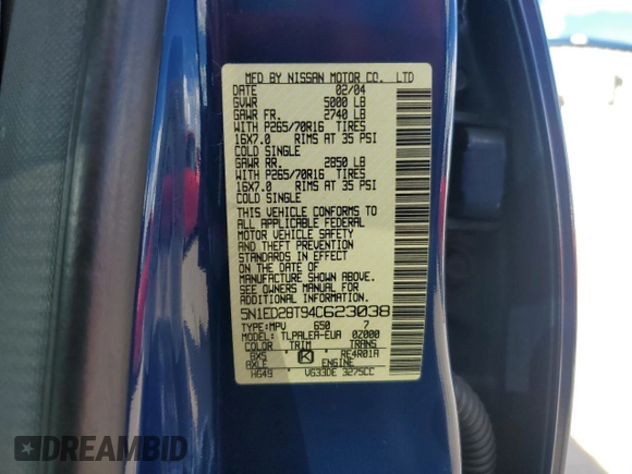 2004 Nissan Xterra XE z VIN 5N1ED28T94C623038, wystawiony jako Copart lot #48948385 z przebiegiem 75 798 mil mil oraz Szkoda całkowita • Salvage title. Historia ofert i sprzedaży dostępna na DreamBid. Obrazek 13.