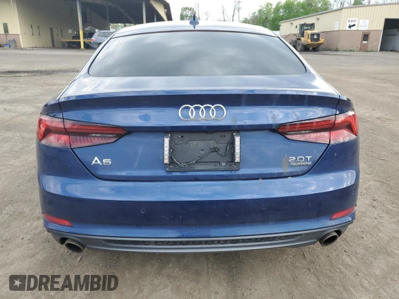 2018 Audi A5 Sportback Premium Plus with VIN WAUENCF5XJA098796, listed as a Copart auction lot 51965514 with 79,245 mi miles and . Bid and sale history available at DreamBid. Image 6.
