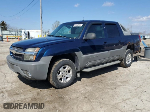 2002 Chevrolet Avalanche with VIN 3GNEK13TX2G250105, listed as a Copart auction lot 52038705 with 181,119 mi miles and Salvage Title. Bid and sale history available at carsss.com. Image 1.