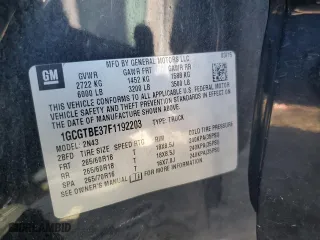 2015 Chevrolet Colorado 4WD LT with VIN 1GCGTBE37F1192203, listed as a Copart auction lot 47643255 with 114,396 mi miles and Salvage Title. Bid and sale history available at carsss.com. Image 13.