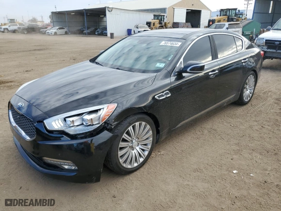 2015 Kia K900 Premium with VIN KNALU4D40F6026252, listed as a Copart auction lot 76574634 with 115,396 mi miles and Salvage Title. Bid and sale history available at carsss.com. Image 1.
