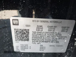 2023 Cadillac XT4 AWD Premium Luxury with VIN 1GYFZDR46PF195391, listed as a IAAI auction lot 41848429 with 31,904 mi miles and . Bid and sale history available at carsss.com. Image 9.