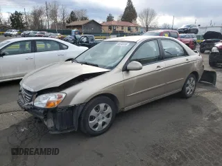 2008 Kia Spectra EX with VIN KNAFE121485561479, listed as a Copart auction lot 46540335 with 119,256 mi miles and Salvage title. Bid and sale history available at DreamBid. Image 1.