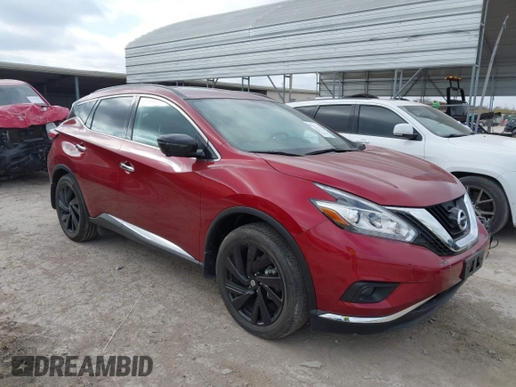 2017 Nissan Murano SV with VIN 5N1AZ2MGXHN156862, listed as a IAAI auction lot 41761375 with 8,430 mi miles. Bid and sale history available at carsss.com. Image 1.