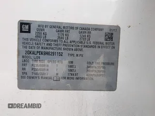 2017 GMC Terrain SLT z VIN 2GKALPEK9H6291152, wystawiony jako IAAI lot #42170118 z przebiegiem 117 427 mil mil oraz . Historia ofert i sprzedaży dostępna na DreamBid. Obrazek 9.