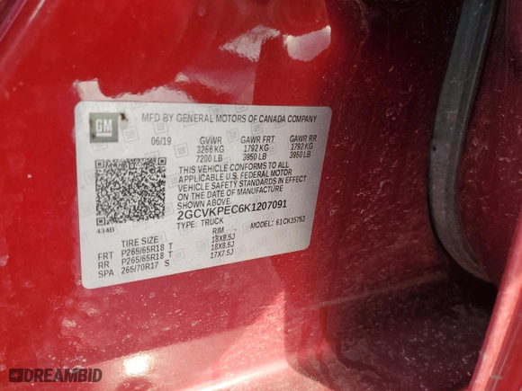 2019 Chevrolet Silverado 1500 LD LT with VIN 2GCVKPEC6K1207091, listed as a Copart auction lot 48144475 with 37,558 mi miles and Salvage Title. Bid and sale history available at carsss.com. Image 13.