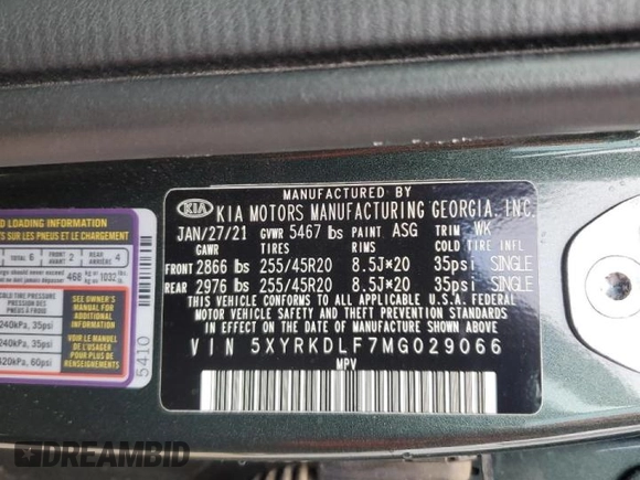 2021 Kia Sorento SX Prestige X-Line with VIN 5XYRKDLF7MG029066, listed as a Copart auction lot 51809045 with 47,000 mi miles and Salvage Title. Bid and sale history available at carsss.com. Image 15.