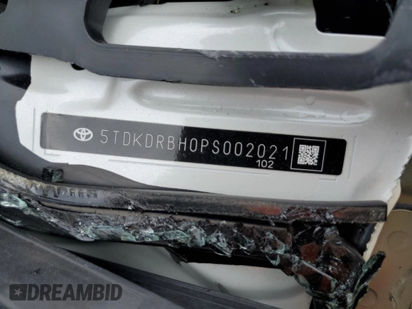 2023 Toyota Highlander L with VIN 5TDKDRBH0PS002021, listed as a Copart auction lot 56632705 with Not provided miles and Salvage title. Bid and sale history available at DreamBid. Image 13.