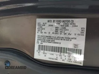 2007 Ford Explorer Limited с VIN 1FMEU75847UB86612, выставлен на аукционе IAAI как лот 42493791 с пробегом 130 082 миль миль и . История ставок и продаж доступна на DreamBid. Изображение 9.