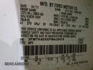 2023 Ford Mustang Mach-E GT with VIN 3FMTK4SXXPMA39478, listed as a Copart auction lot 47542435 with Not Provided miles and Salvage Title. Bid and sale history available at DreamBid. Image 13.