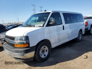 2018 Chevrolet Express Passenger LS with VIN 1GAWGEFG9J1342056, listed as a Copart auction lot 48399935 with 107,758 mi miles and Clean title. Bid and sale history available at DreamBid. Image 1.