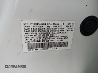 2015 Acura MDX Technology with VIN 5FRYD4H4XFB004541, listed as a Copart auction lot 74506124 with 106,304 mi miles and Salvage title. Bid and sale history available at DreamBid. Image 14.