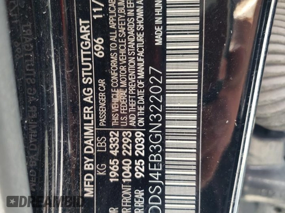 2016 Mercedes-Benz CLA 250 with VIN WDDSJ4EB3GN322027, listed as a Copart auction lot 63471193 with 116,646 mi miles and . Bid and sale history available at DreamBid. Image 12.