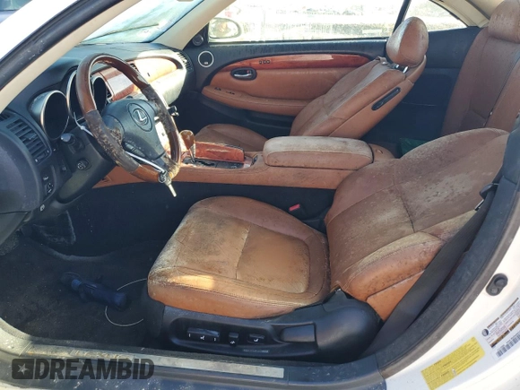 2005 Lexus SC 430 z VIN JTHFN48Y150070786, wystawiony jako Copart lot #81339904 z przebiegiem Nie podano mil oraz Szkoda całkowita • Salvage title. Historia ofert i sprzedaży dostępna na DreamBid. Obrazek 7.