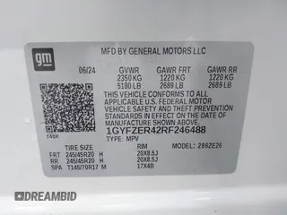 2024 Cadillac XT4 FWD Sport with VIN 1GYFZER42RF246488, listed as a IAAI auction lot 42029551 with 6,476 mi miles and . Bid and sale history available at DreamBid. Image 9.