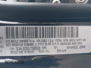 2018 Jeep Compass Limited с VIN 3C4NJDCB5JT399323, выставлен на аукционе IAAI как лот 42258919 с пробегом 77 650 миль миль и . История ставок и продаж доступна на DreamBid. Изображение 9.