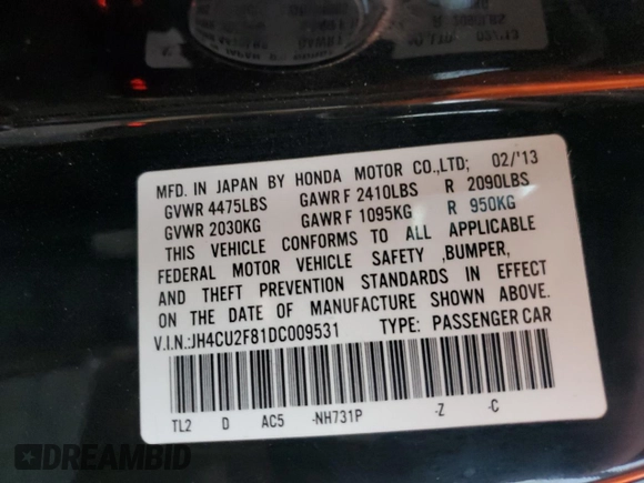 2013 Acura TSX Special Edition z VIN JH4CU2F81DC009531, wystawiony jako Copart lot #79341944 z przebiegiem 176 379 mil mil oraz Szkoda całkowita • Salvage title. Historia ofert i sprzedaży dostępna na DreamBid. Obrazek 12.