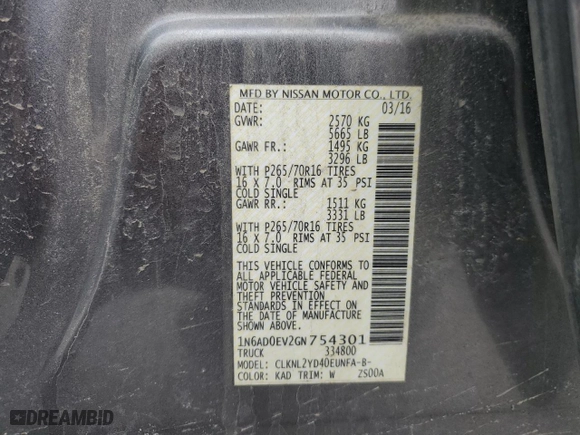 2016 Nissan Frontier S with VIN 1N6AD0EV2GN754301, listed as a Copart auction lot 43789945 with 93,339 mi miles and Salvage Title. Bid and sale history available at carsss.com. Image 14.