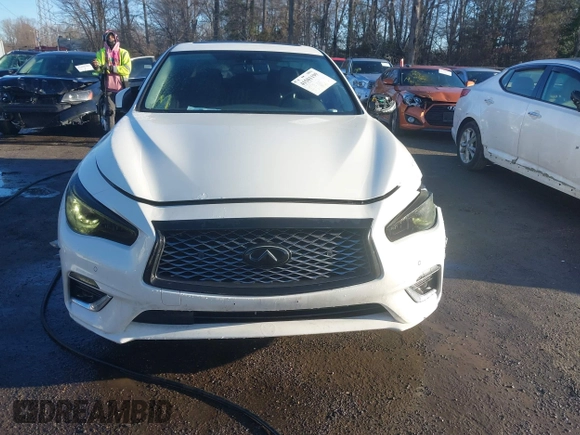 2021 Infiniti Q50 Luxe with VIN JN1EV7BR9MM750333, listed as a IAAI auction lot 41501199 with 79,451 mi miles and . Bid and sale history available at carsss.com. Image 12.