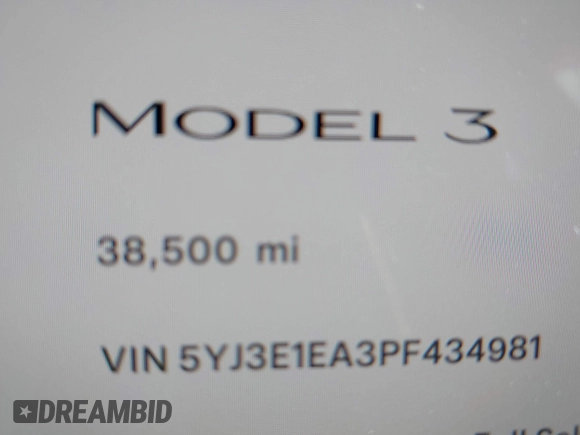 2023 Tesla Model 3 с VIN 5YJ3E1EA3PF434981, выставлен на аукционе IAAI как лот 42577864 с пробегом 38 500 миль миль и . История ставок и продаж доступна на DreamBid. Изображение 15.