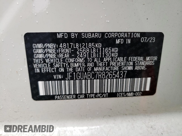 2024 Subaru Impreza with VIN JF1GUABC7R8265437, listed as a Copart auction lot 72610394 with 9,786 mi miles and Salvage Title. Bid and sale history available at carsss.com. Image 12.