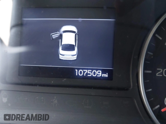 2019 Kia Optima LX with VIN 5XXGT4L35KG303814, listed as a IAAI auction lot 41769183 with 107,509 mi miles. Bid and sale history available at carsss.com. Image 7.