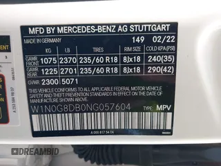 2022 Mercedes-Benz GLC 300 with VIN W1N0G8DB0NG057604, listed as a IAAI auction lot 42381397 with 29,171 mi miles and . Bid and sale history available at DreamBid. Image 9.