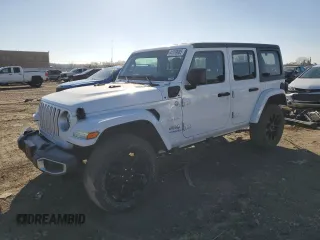 2021 Jeep Wrangler Unlimited Sahara with VIN 1C4JJXP68MW727782, listed as a Copart auction lot 44199985 with 79,861 mi miles and Salvage Title. Bid and sale history available at DreamBid. Image 1.