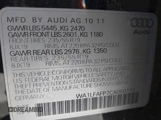 2012 Audi Q5 2.0T Premium Plus with VIN WA1LFAFP7CA050117, listed as a IAAI auction lot 41710056 with 152,969 mi miles. Bid and sale history available at carsss.com. Image 9.