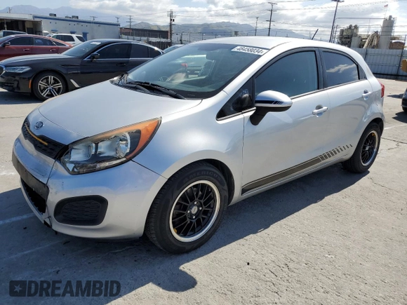 2012 Kia Rio LX with VIN KNADM5A37C6092993, listed as a Copart auction lot 48458034 with 108,314 mi miles and Salvage Title. Bid and sale history available at DreamBid. Image 1.